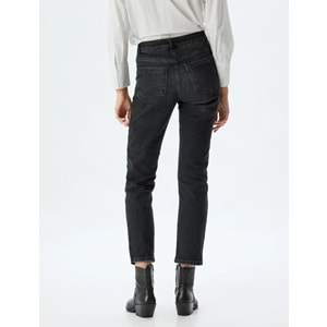 Yüksek Bel Kot Pantolon Slim Fit Düz Paça - KOTON - 5WAL40053MD - SİYAH - 25/32