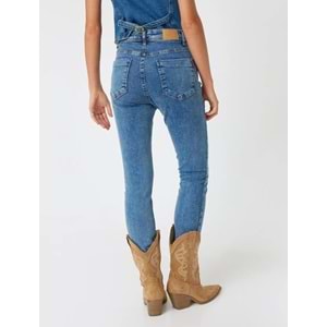Yüksek Bel Kot Pantolon Skinny Push Up - KOTON - 5WAL40059MD - ORTA İNDİGO - 28/32