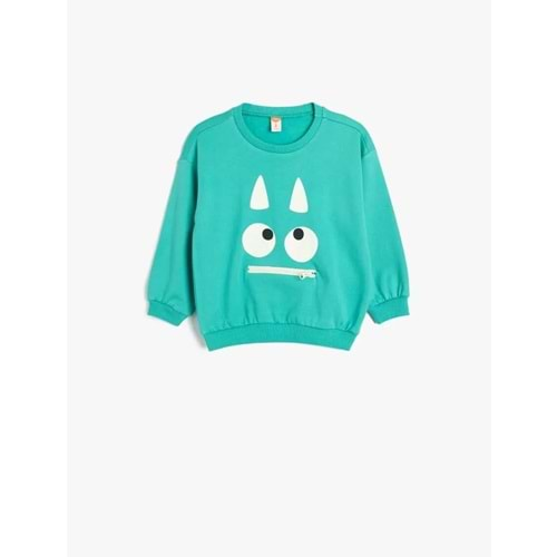 Erkek Bebek Sweatshirt Canavar Baskılı