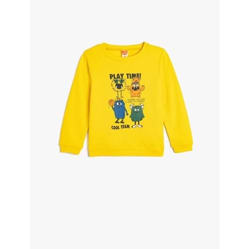 Erkek Bebek Sweatshirt Canavar Baskılı