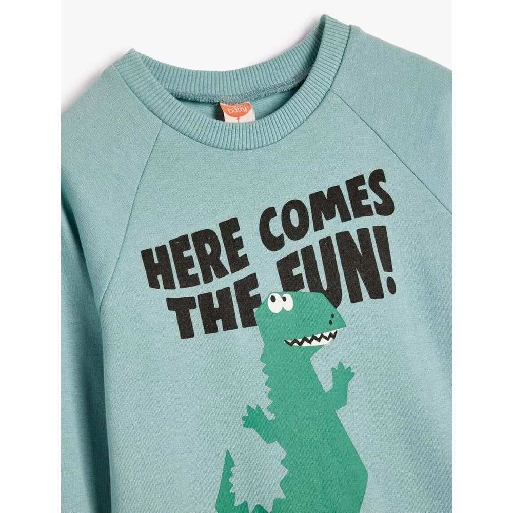 Erkek Bebek Dinozorlu Sweat - KOTON - 5WMB10145TK - YEŞİL - 24-36 AY