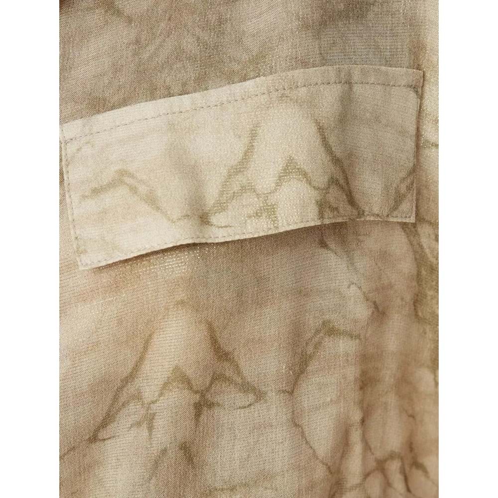Viskon Gömlek Batik Desenli - KOTON - 5WAK60052PW - HAKİ DESENLİ - 34