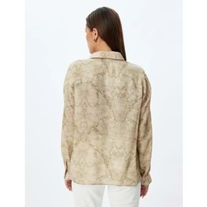 Viskon Gömlek Batik Desenli - KOTON - 5WAK60052PW - HAKİ DESENLİ - 34