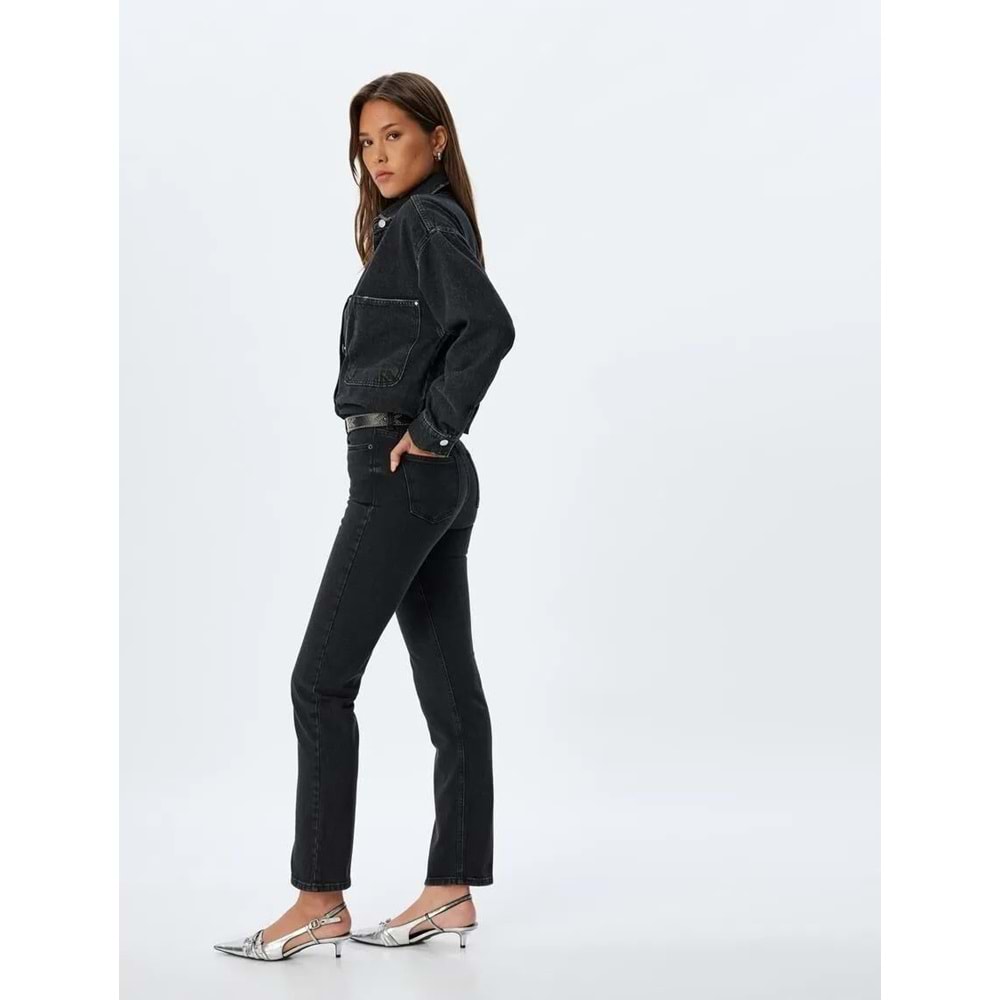 Yüksek Bel Kot Pantolon Slim Fit - KOTON - 5WAL40037MD - ANTRASİT - 27/32