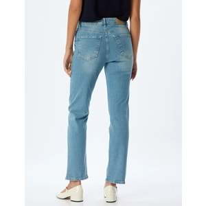Slim Fit Kot Pantolon Düz Paça Normal Bel - KOTON - 5WAL40055MD - AÇIK İNDİGO - 25/32