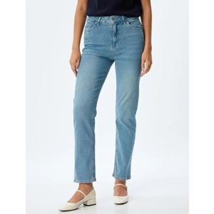 Slim Fit Kot Pantolon Düz Paça Normal Bel - KOTON - 5WAL40055MD - AÇIK İNDİGO - 25/32