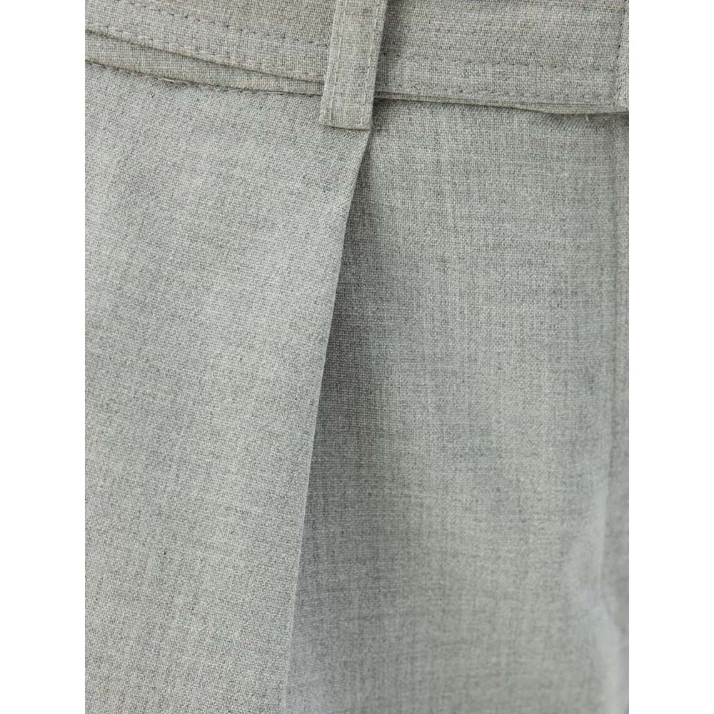 Kemerli Kumaş Pantolon Düz Paça Cepli - KOTON - 5WAK40017PW - GRİ - 42