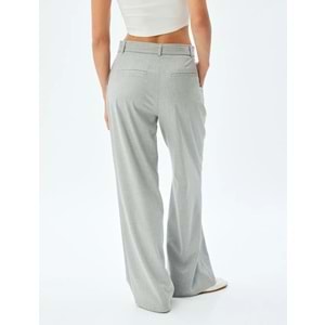 Kemerli Kumaş Pantolon Düz Paça Cepli - KOTON - 5WAK40017PW - GRİ - 42
