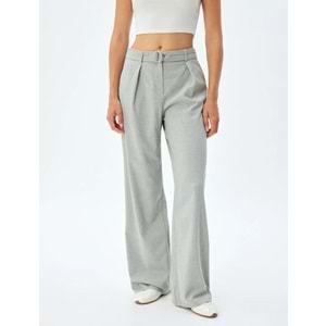Kemerli Kumaş Pantolon Düz Paça Cepli - KOTON - 5WAK40017PW - GRİ - 42
