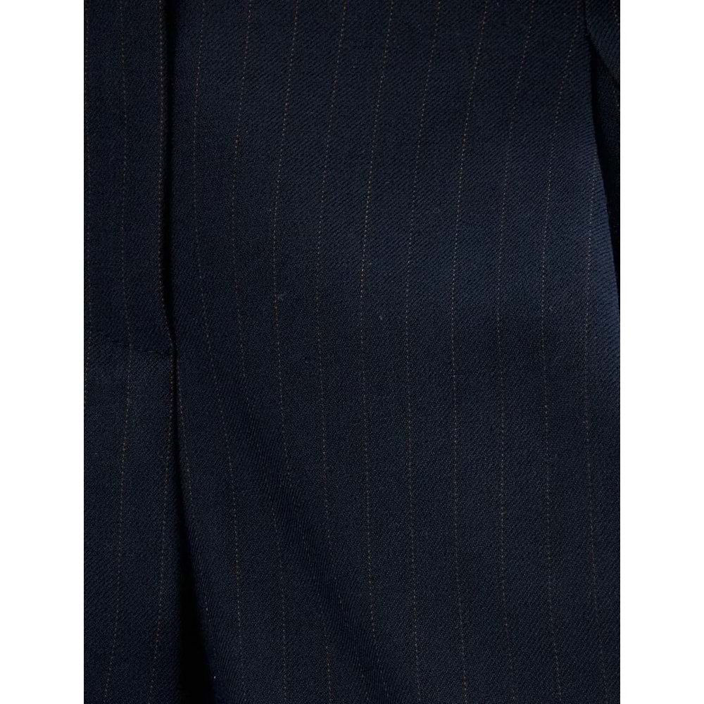 Yüksek Bel Geniş Paça Kumaş Pantolon - KOTON - 5WAK40083UW - LACİVERT ÇİZGİLİ - 40