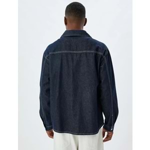 Kot Gömlek Ceket Oversize Cep Detaylı Pamuklu - KOTON - 5WAM50011ID - KOYU İNDİGO - S
