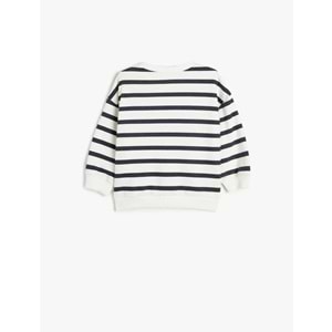 Kız Bebek Sweatshirt Slogan Baskı Detaylı - KOTON - 5WMG10134AK - LACİVERT ÇİZGİLİ - 9-12 AY