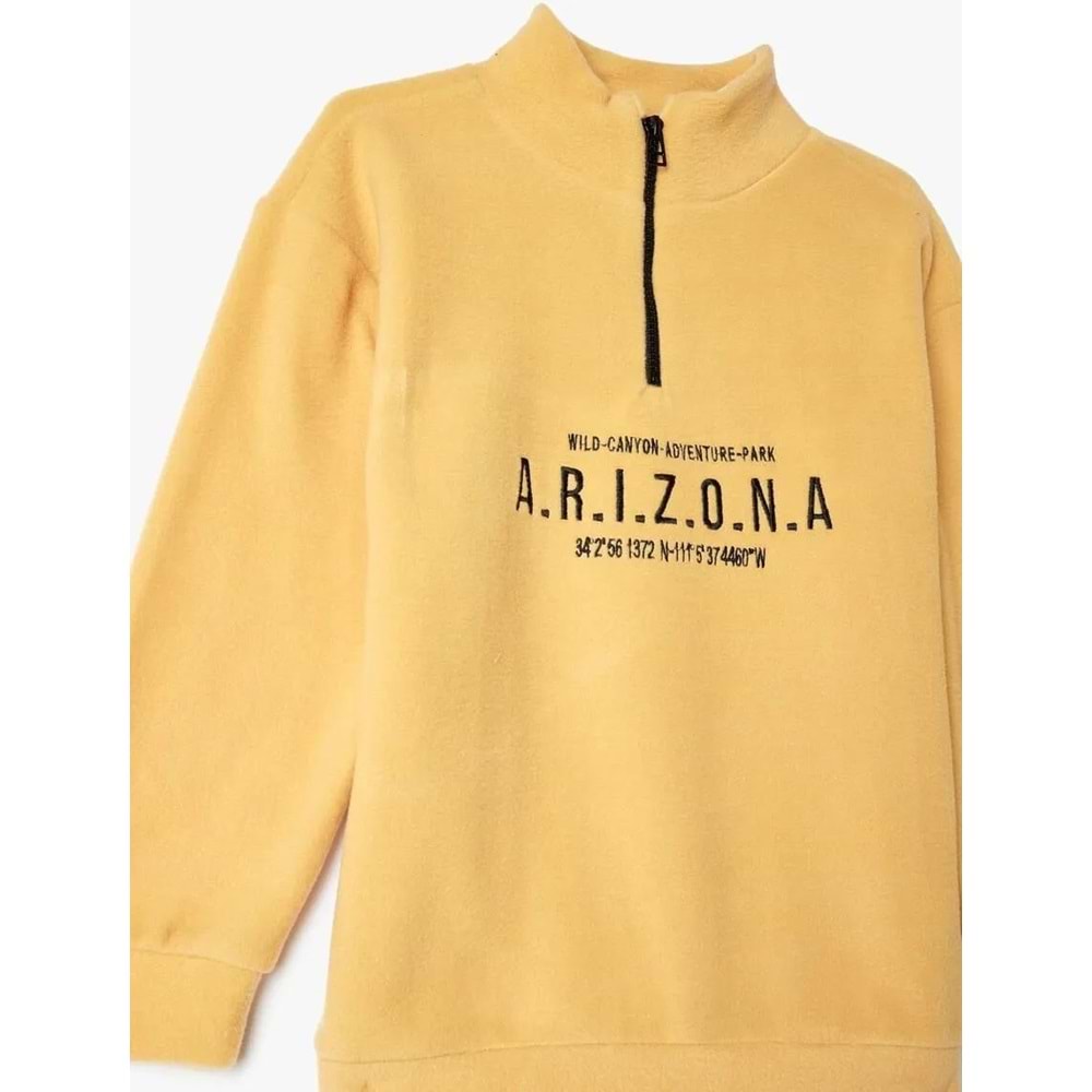 Erkek Çocuk Polar Sweatshirt Dik Yaka - KOTON - 5WKB10214TK - HARDAL - 6-7 YAŞ