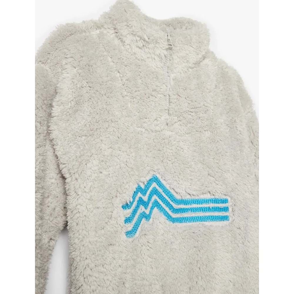 Erkek Çocuk Peluş Sweat - KOTON - 5WKB10216TK - GRİ - 6-7 YAŞ