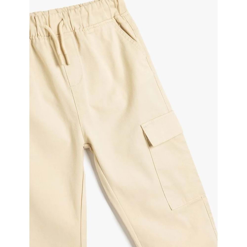 Erkek Çocuk Jogger Kargo Pantolon Beli Lastikli Cep Detaylı 5SKB40054TW - KOTON - EKRU - 9-10 YAŞ