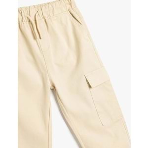 Erkek Çocuk Jogger Kargo Pantolon Beli Lastikli Cep Detaylı 5SKB40054TW - KOTON - EKRU - 9-10 YAŞ