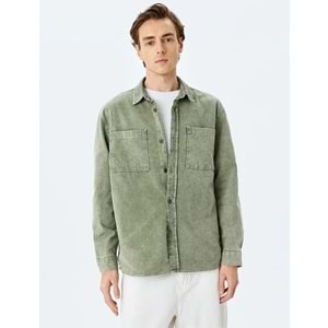 Düğmeli Pamuklu Uzun Kollu Gömlek Ceket 5WAM50005HW