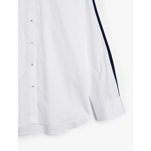 Çizgili Detaylı Poplin Oversize Gömlek 5SAK60173PW - KOTON - KIRIK BEYAZ - 38