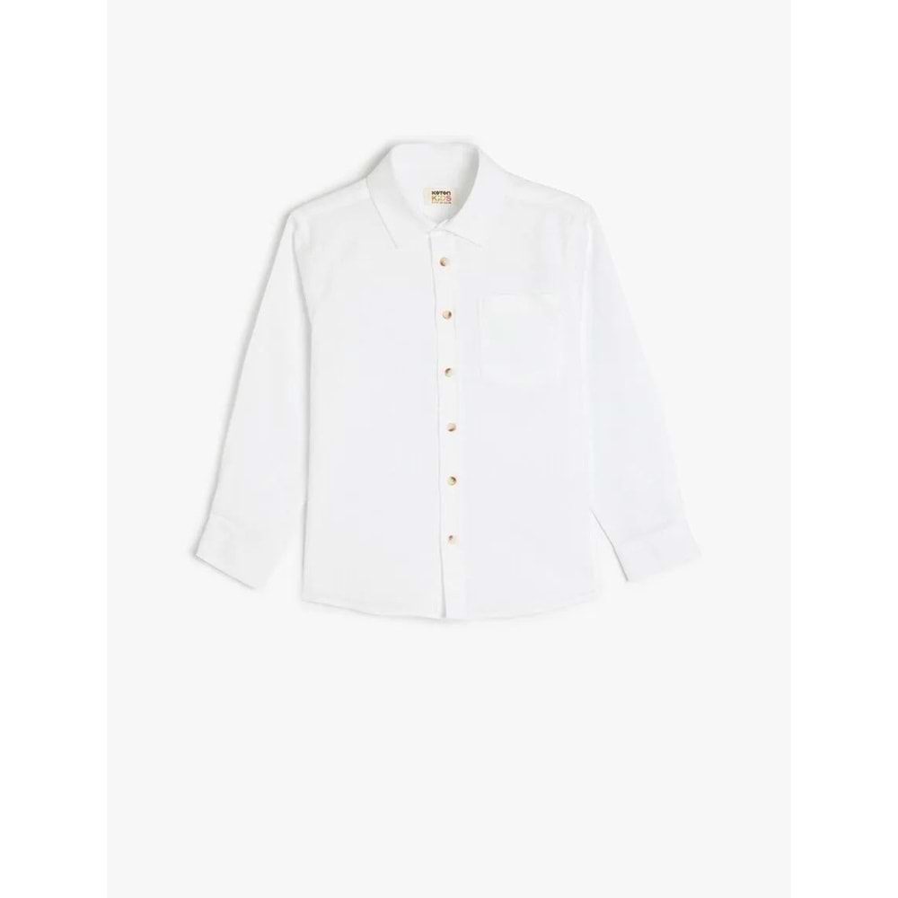 Erkek Çocuk Uzun Kollu Basic Gömlek 5SKB60049TW - KOTON - BEYAZ - 5-6 YAŞ