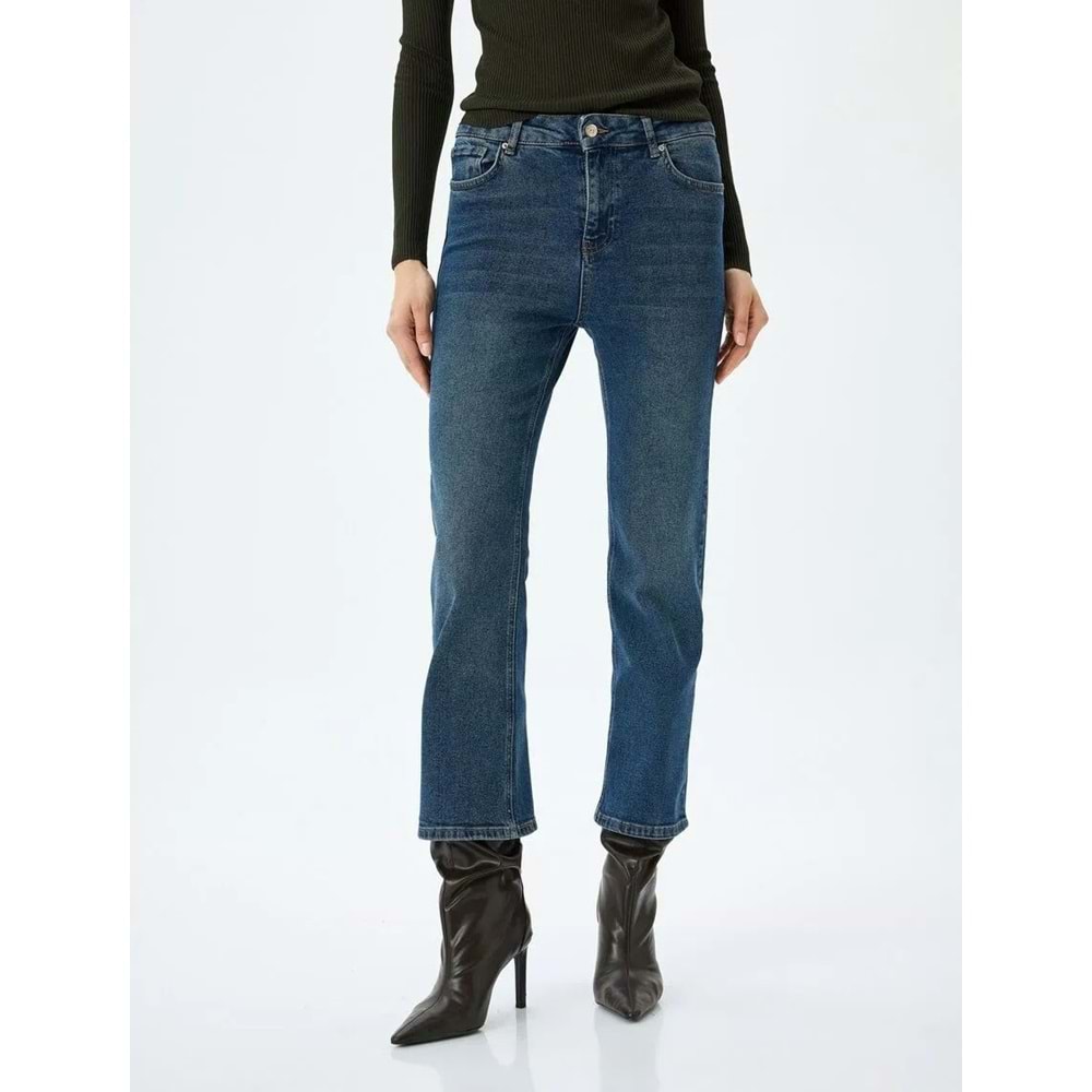 İspanyol Paça Normal Bel Crop Kot Pantolon Dar Kalıp 5SAL40030MD