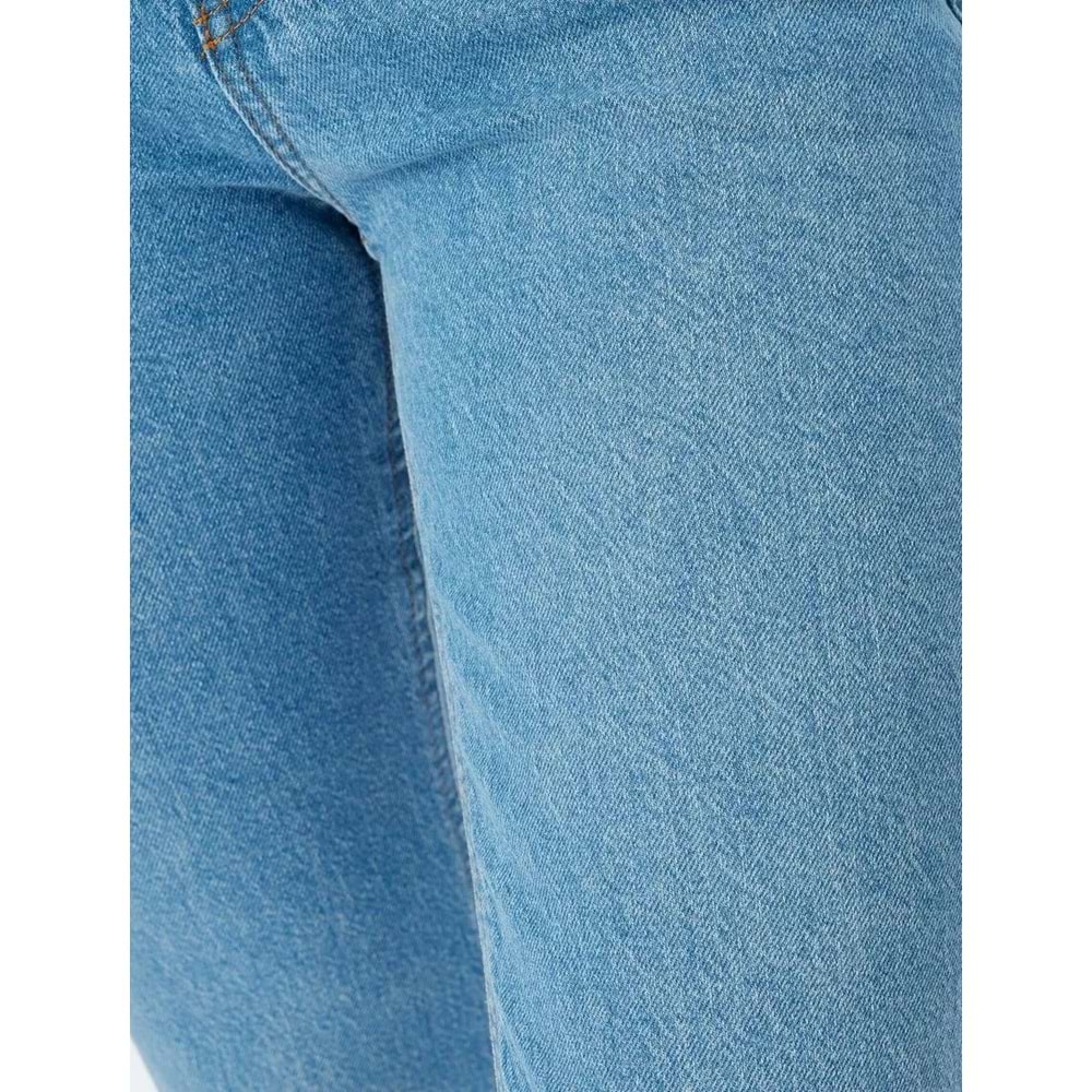 Düz Paça Düğmeli Kot Pantolon - Slim Straight Fit Jean 5SAL40056MD