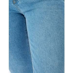 Düz Paça Düğmeli Kot Pantolon - Slim Straight Fit Jean 5SAL40056MD