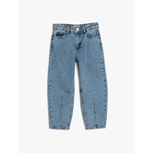 Kız Çocuk Kot Pantolon Balon Form 5SKG40018AD - KOTON - AÇIK İNDİGO - 7-8 YAŞ