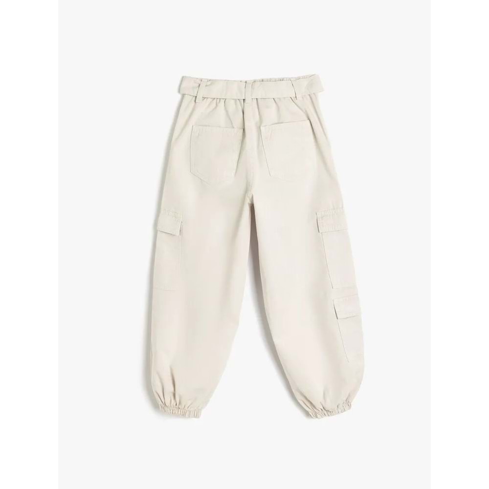 Kız Çocuk Kemer Detaylı Jogger Pantolon 5SKG40030AD - KOTON - GRİ - 5-6 YAŞ