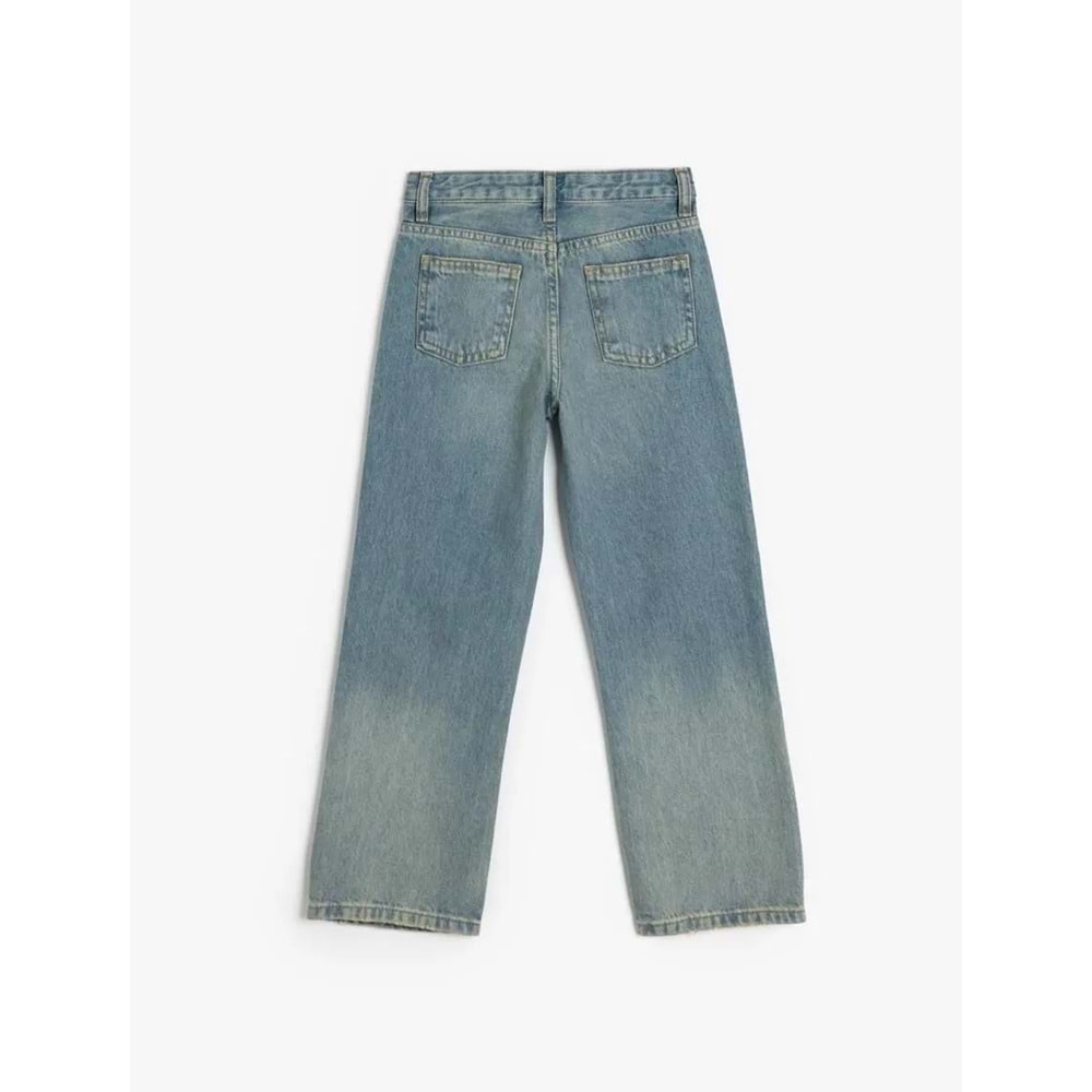 Kız Çocuk Kot Pantolon Düz Paça 5SKG40055AD - KOTON - ORTA İNDİGO - 5-6 YAŞ