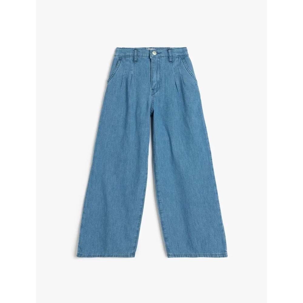 Kız Çocuk Geniş Paça Kot Pantolon 5SKG40060AD - KOTON - ORTA İNDİGO - 5-6 YAŞ