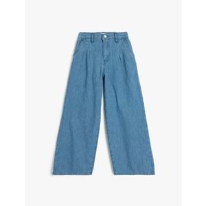 Kız Çocuk Geniş Paça Kot Pantolon 5SKG40060AD - KOTON - ORTA İNDİGO - 5-6 YAŞ