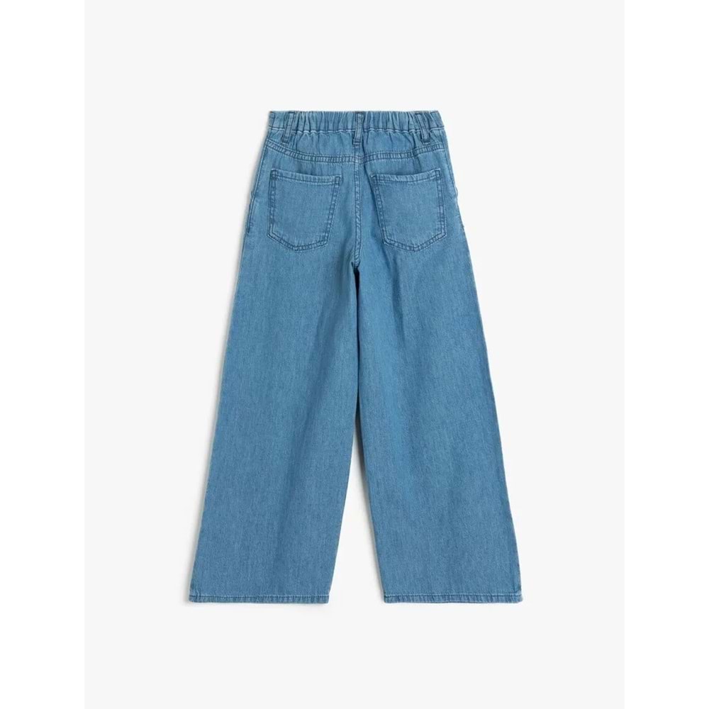 Kız Çocuk Geniş Paça Kot Pantolon 5SKG40060AD - KOTON - ORTA İNDİGO - 5-6 YAŞ