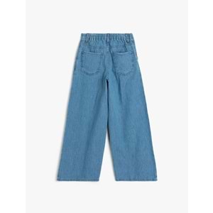 Kız Çocuk Geniş Paça Kot Pantolon 5SKG40060AD - KOTON - ORTA İNDİGO - 5-6 YAŞ
