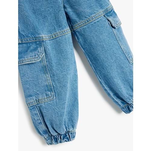 Kız Bebek Yüksek Bel Kargo Cepli Kot Pantolon 5SMG40009AD
