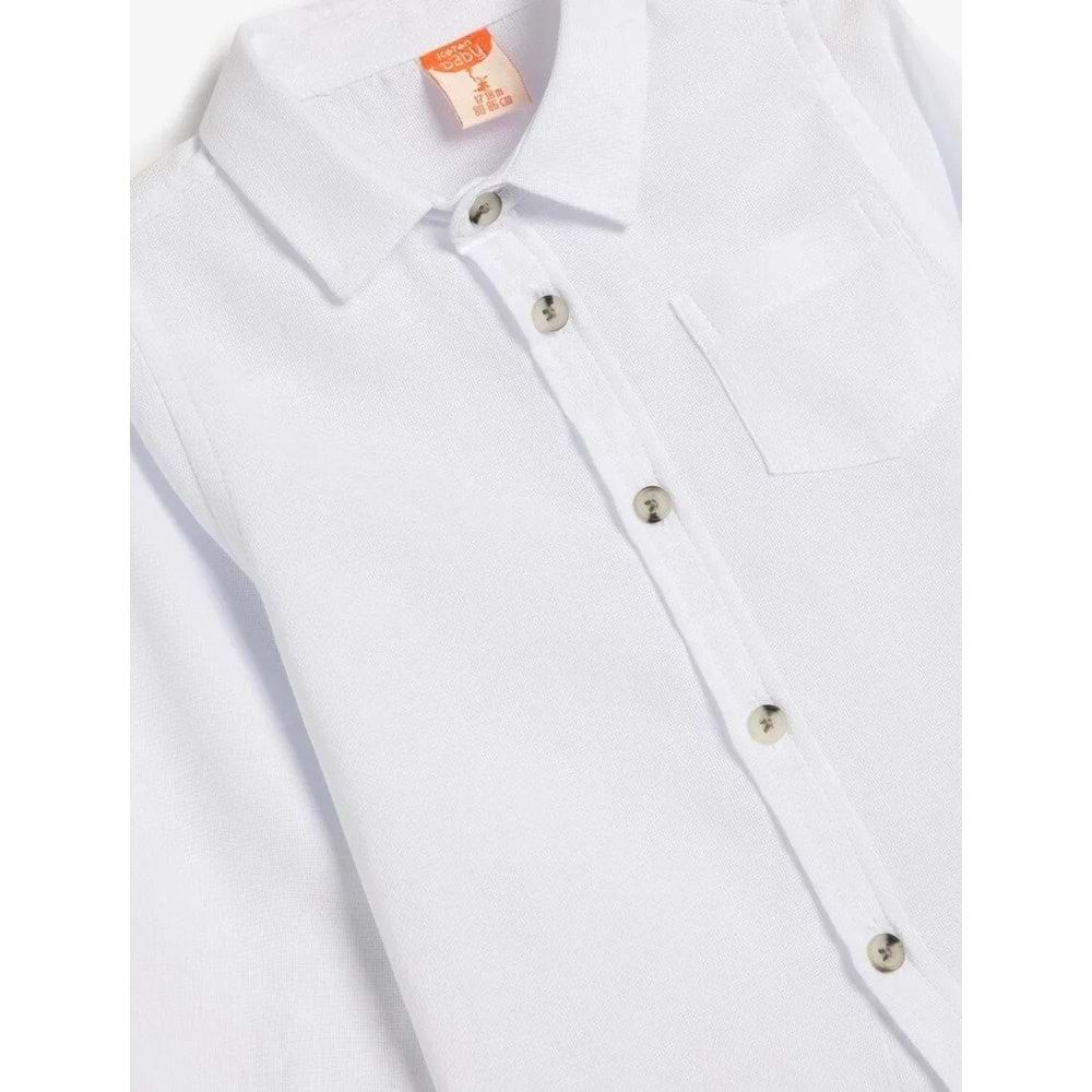 Erkek Bebek Basic Gömlek Düğmeli Pamuklu 5SMB60044TW - KOTON - BEYAZ - 3-4 YAŞ