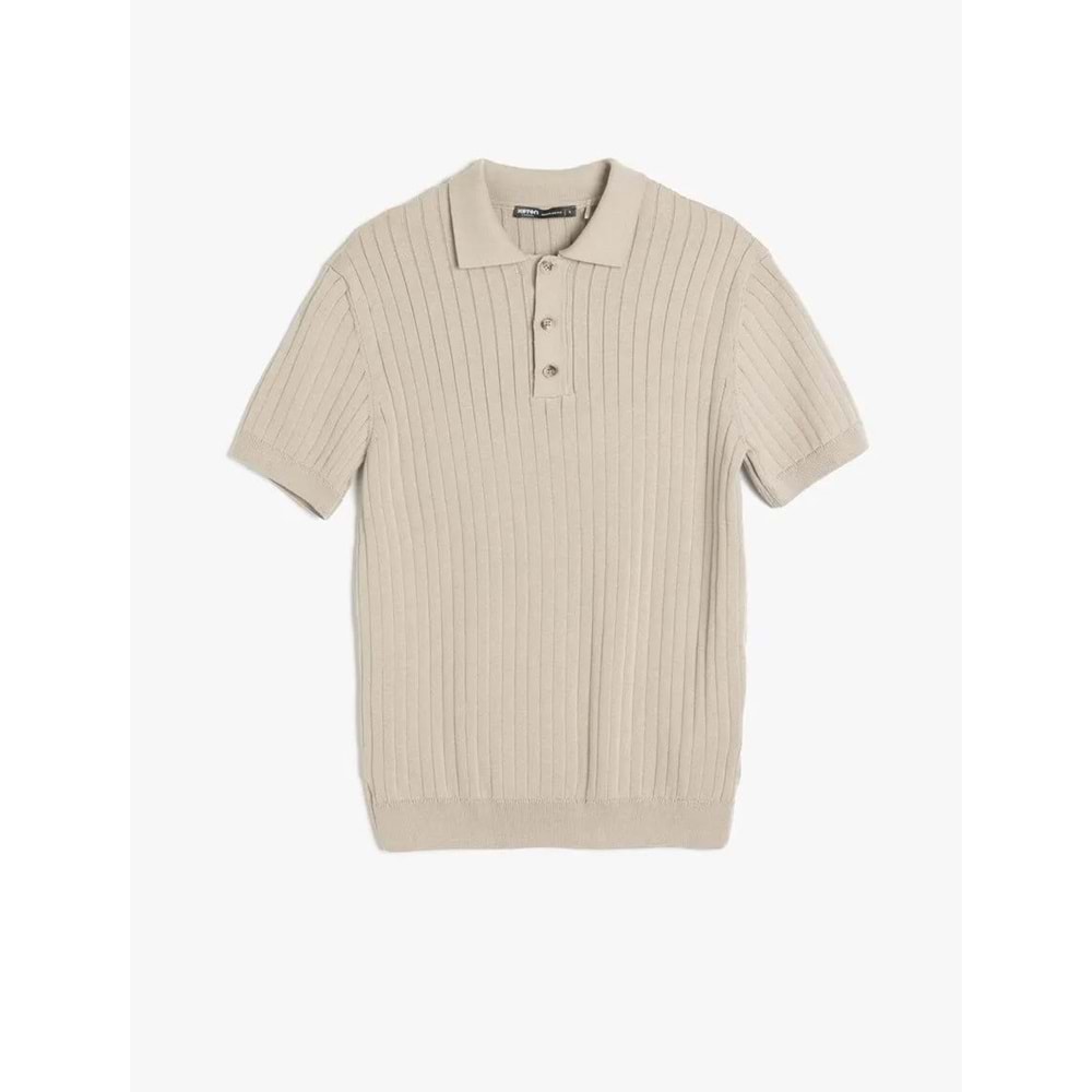 Polo Yaka Pamuklu Dokulu Kısa Kollu Triko Kazak 5SAM70009HT