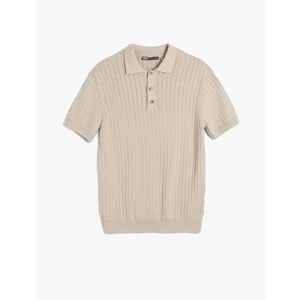 Polo Yaka Pamuklu Dokulu Kısa Kollu Triko Kazak 5SAM70009HT