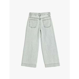 Kız Çocuk Bol Paça Pamuklu Denim Pantolon 5SKG40059AD