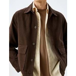 Düğmeli Kanvas Kumaş Pamuklu Gömlek Ceket 5SAM50002HW