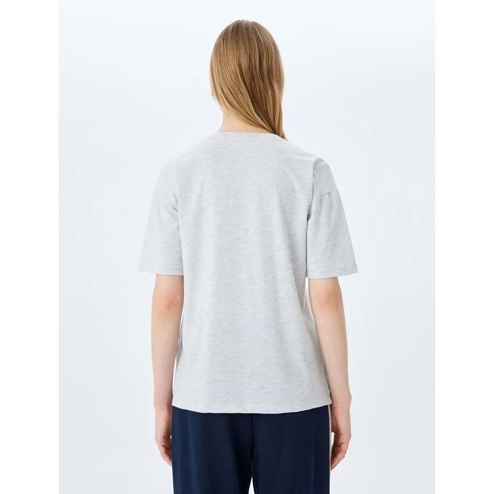 Kolej Baskılı Bisiklet Yaka Kısa Kollu Rahat Kalıp Tişört 5SAL10033IK