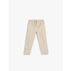 Erkek Bebek Pamuklu Beli Lastikli Cep Detaylı Pantolon 5SMB40026TW - KOTON - BEJ - 24-36 AY