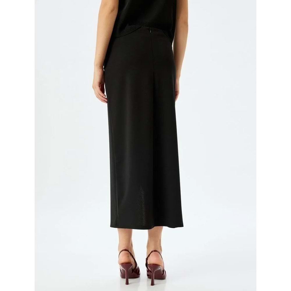 Midi Boy Asimetrik Kruvaze Etek 5SAK10037EK - KOTON - SİYAH - S