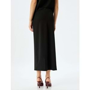 Midi Boy Asimetrik Kruvaze Etek 5SAK10037EK - KOTON - SİYAH - S