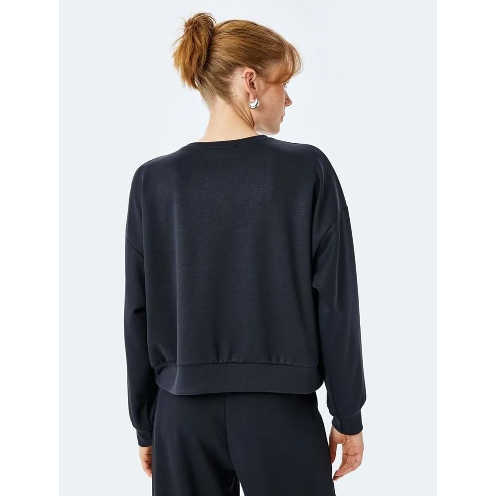 Bisiklet Yaka Uzun Kollu Basic Sweatshirt 5SAK10112EK - KOTON - SİYAH - XL