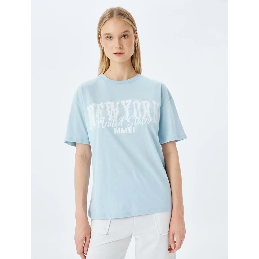 Kolej Baskılı Bisiklet Yaka Tişört 5SAL10169IK