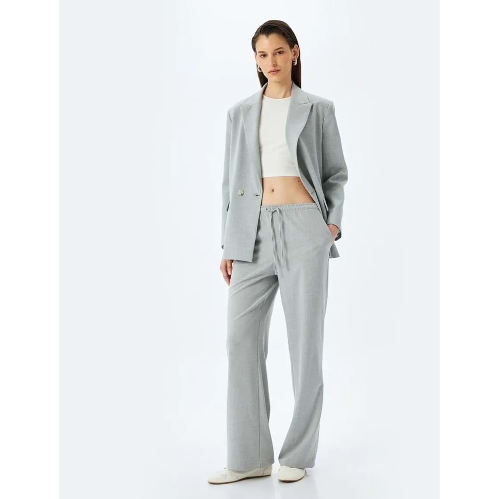 Düz Bol Paça Cepli Eşofman Pantolon 5SAK40226PW - KOTON - GRİ - 42