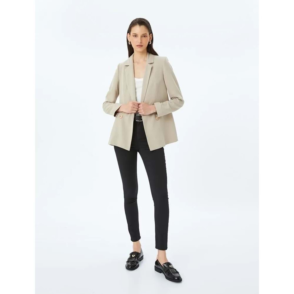 Yüksek Bel Skinny Fit Dar Paça Düğmeli Kot Pantolon 5SAL40002MW