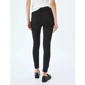 Yüksek Bel Skinny Fit Dar Paça Düğmeli Kot Pantolon 5SAL40002MW