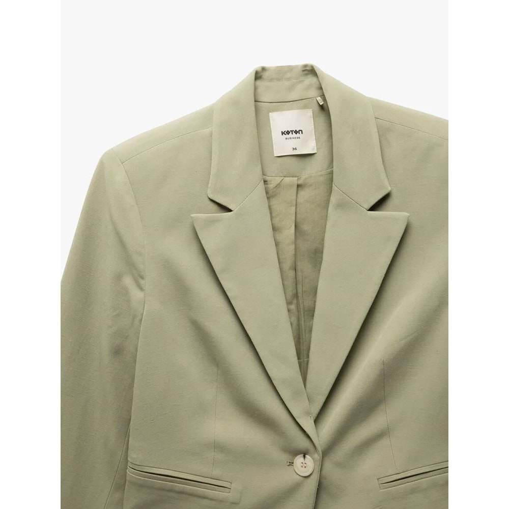 Crop Blazer Ceket 5SAK50119UW - KOTON - YEŞİL - 34