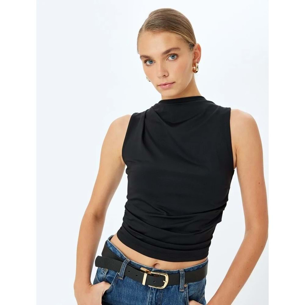 Slim Fit Kolsuz Bluz 5SAK70001EK - KOTON - SİYAH - XL